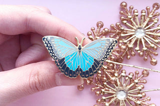 Blue Morpho Butterfly (Morpho peleides) Enamel Pin