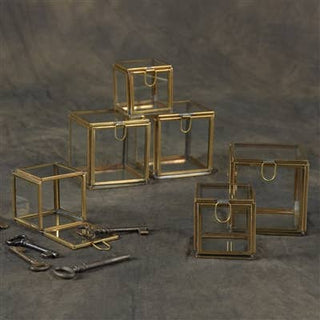 Petite Leaded Glass Box in Brass