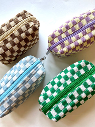 Checkerboard Cosmetic Accessory Zipper Pouch