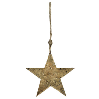 Pressed Brass Hanging Star - Antiqued Brass