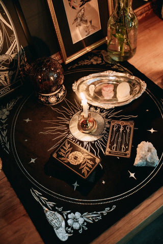 Celestial Velvet Altar Cloth Black Velvet + Silver Foil