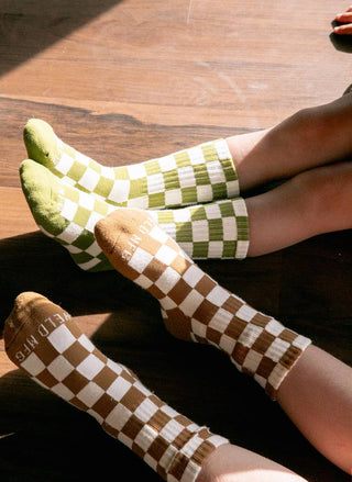 Black & Cream Checkerboard - Kids Socks