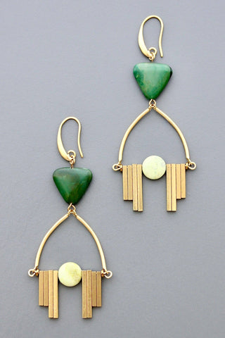 David Aubrey Jewelry | Geometric Art Deco Jasper Earrings