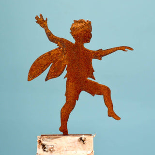 Skipping Boy Fairy - Metal Silhouette Garden Yard Home Art