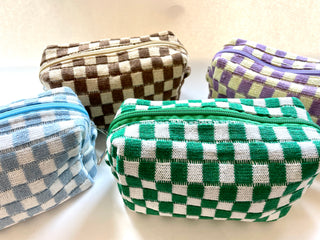 Checkerboard Cosmetic Accessory Zipper Pouch