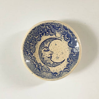 Small Handmade Ceramic Dish with Crescent Moon