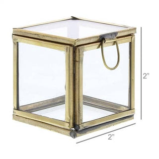 Petite Leaded Glass Box in Brass