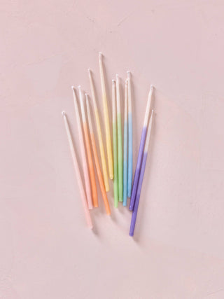 Tall Rainbow Ombré Hand-dipped Beeswax Party Candles