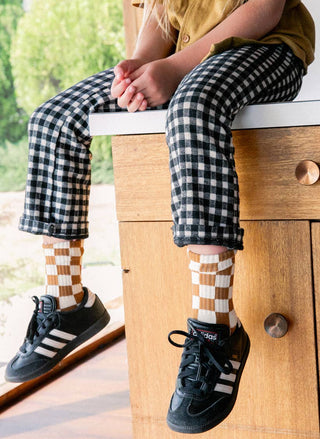 Black & Cream Checkerboard - Kids Socks