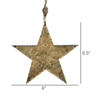 Pressed Brass Hanging Star - Antiqued Brass