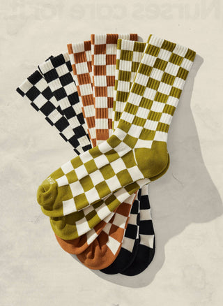 Rust & Cream - Checkerboard Socks