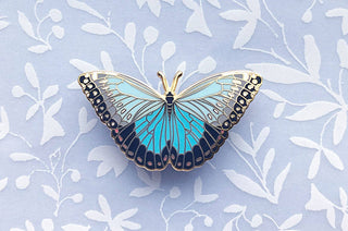 Blue Morpho Butterfly (Morpho peleides) Enamel Pin