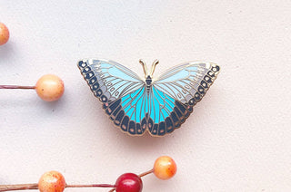 Blue Morpho Butterfly (Morpho peleides) Enamel Pin