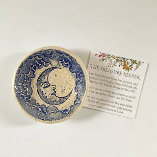 Small Handmade Ceramic Dish with Crescent Moon