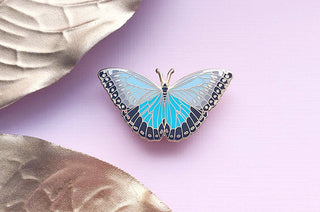 Blue Morpho Butterfly (Morpho peleides) Enamel Pin