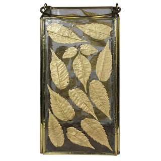 Square Enameled Gold Leaf Hurricane Vase