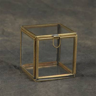 Leaded Glass Box - Small - Brass