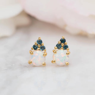 Opal & London Blue Topaz Doublet Studs