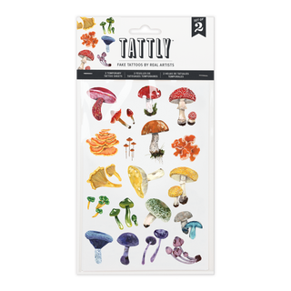 Colorful Mushrooms - Temporary Tattoo Sheets