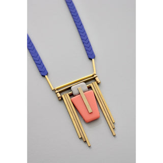 David Aubrey Jewelry | Blue and Coral Art Deco Chain Necklace