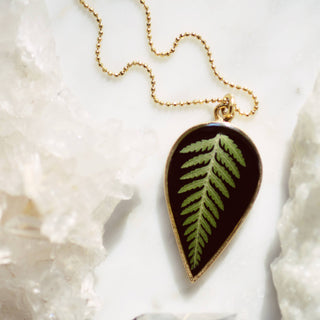 Cameoko | Pressed Fern Necklace with black enamel